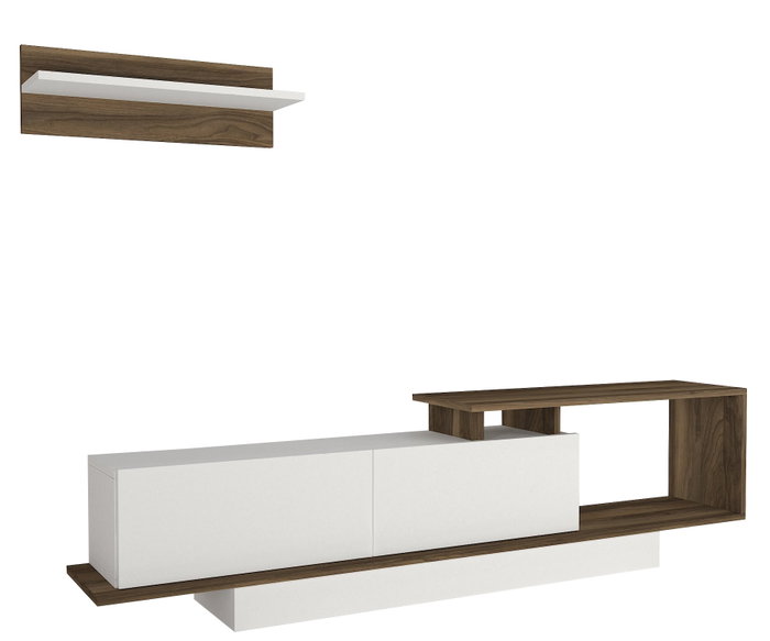 Hanah Home Asos Mueble de TV Blanco y Nogal Hanah Home Asos Mueble de TV Blanco y Nogal